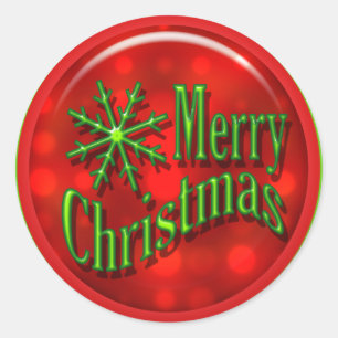 Sticker Rond Joyeux Noël rouge vert moderne
