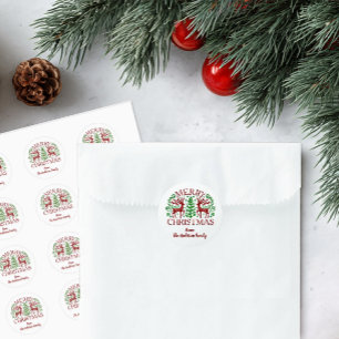 Sticker Rond Joyeux Noël scandinave personnalisé