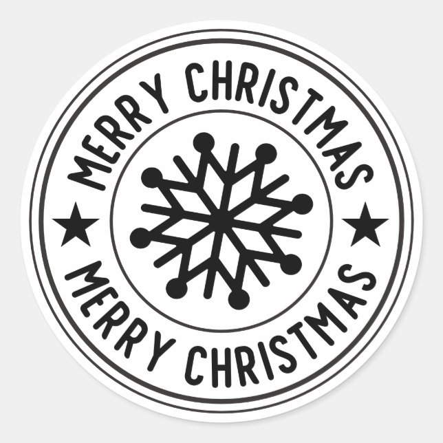 Sticker Rond Joyeux Noël Sceau rond Flocon de neige (Devant)