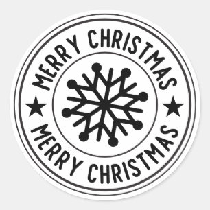 Sticker Rond Joyeux Noël Sceau rond Flocon de neige