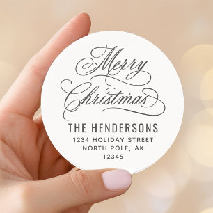 Sticker Rond Joyeux Noël Script Retourner l'adresse