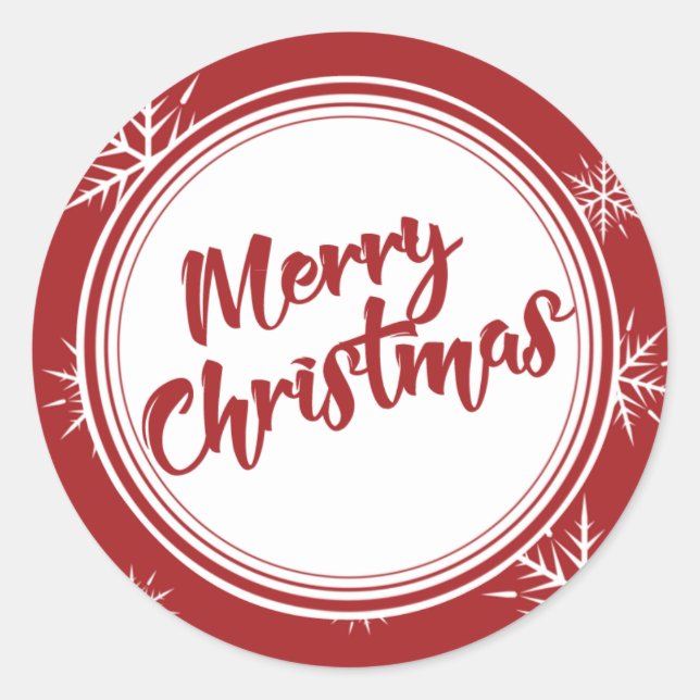 Sticker Rond Joyeux Noël simple rouge (Devant)