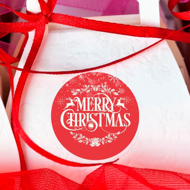 Sticker Rond Joyeux Noël Snowflakes (Créateur téléchargé)