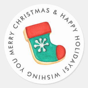 Sticker Rond Joyeux Noël Stocker Cookie Personnalisé