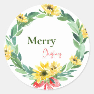 Sticker Rond Joyeux Noël tournesol