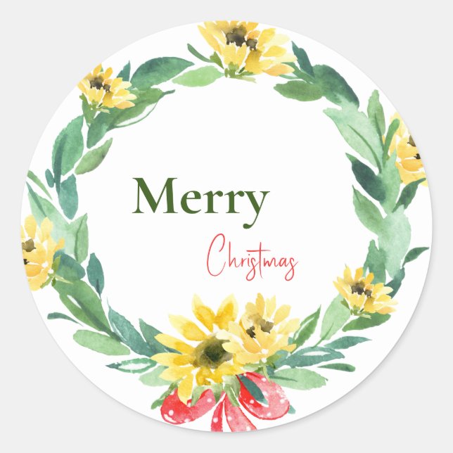Sticker Rond Joyeux Noël tournesol (Devant)