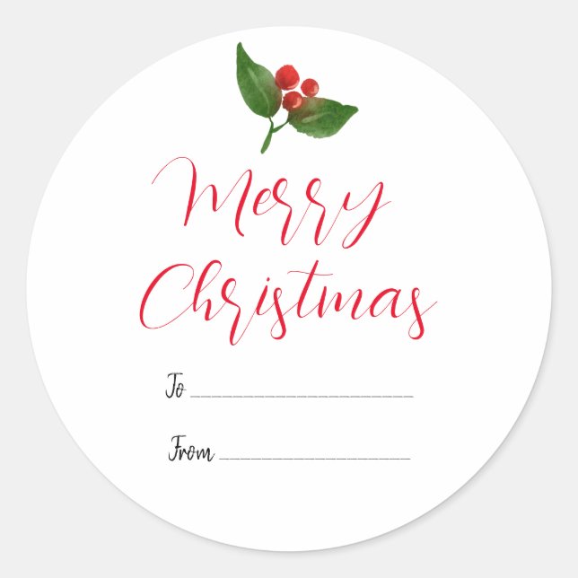 Sticker Rond Joyeux Noël Typographie moderne | Balise cadeau (Devant)