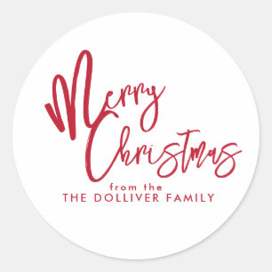 Sticker Rond Joyeux Noël Typographie rouge