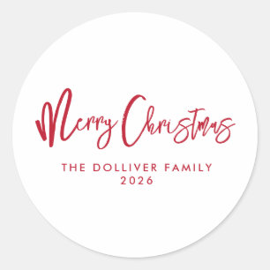Sticker Rond Joyeux Noël Typographie rouge