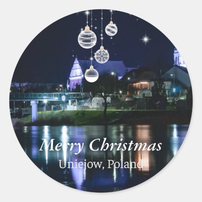 Sticker Rond Joyeux Noël - Unijow, Lodz, Pologne (Devant)