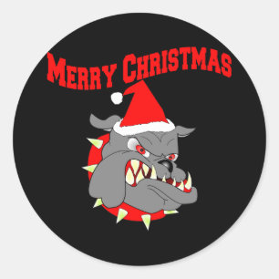 Sticker Rond Joyeux Noël USMC Devil Chien