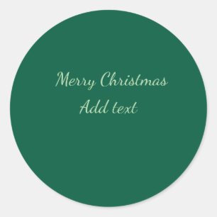 Sticker Rond Joyeux Noël vert fond simple solo férié