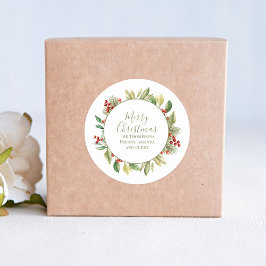 Sticker Rond Joyeux Noël vert Wreath Custom