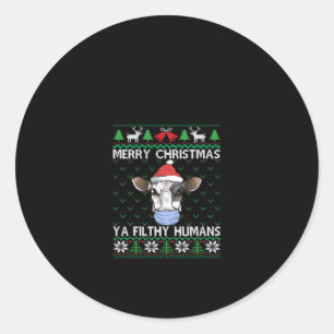 Sticker Rond Joyeux Noël Ya Filthy Humains Lait Cow