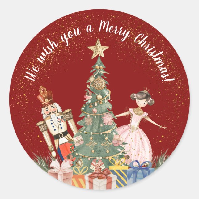 Sticker Rond Joyeux Noir de fête de Noël (Devant)