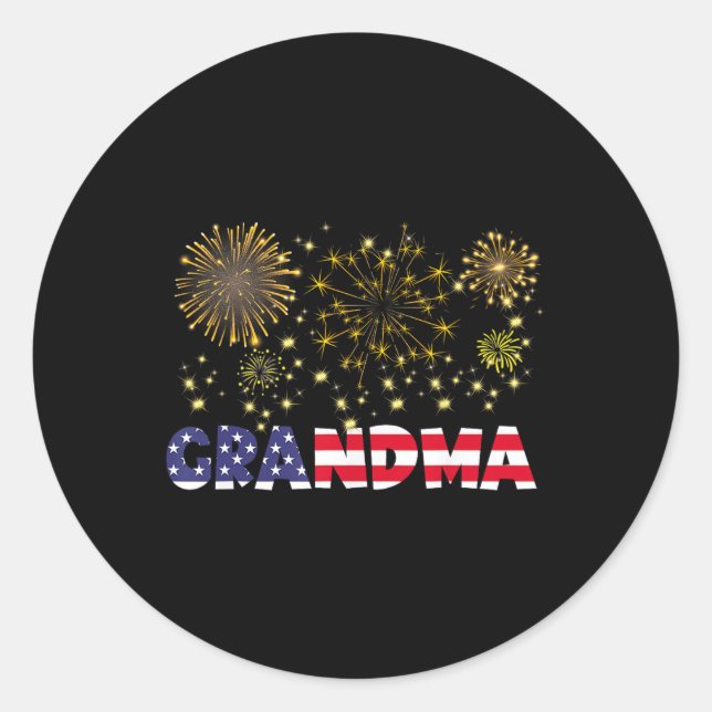 Sticker Rond Joyeux Nouvel An 2025 Grandma American Flag Family (Devant)