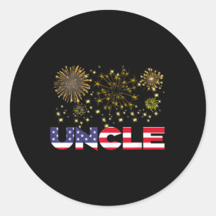 Sticker Rond Joyeux Nouvel An 2025 Uncle American Flag Family F