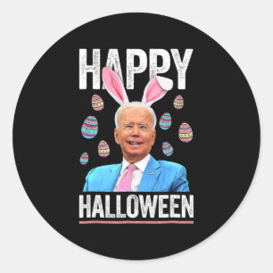 Sticker Rond Joyeux Oeufs Biden Bunny Halloween Fun Biden Pour 