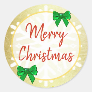 Sticker Rond Joyeux or de Noël, Parfums de Noël Vert Rouge