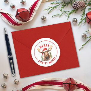 Sticker Rond Joyeux orignal de Noël