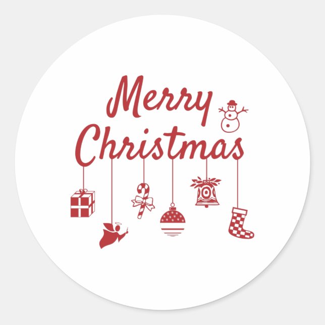 Sticker Rond Joyeux ornements de Noël (Devant)