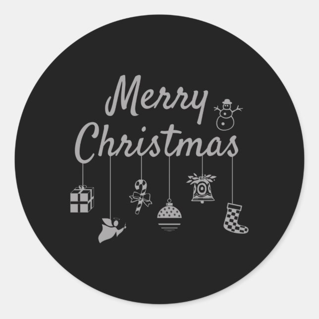 Sticker Rond Joyeux ornements de Noël (Devant)