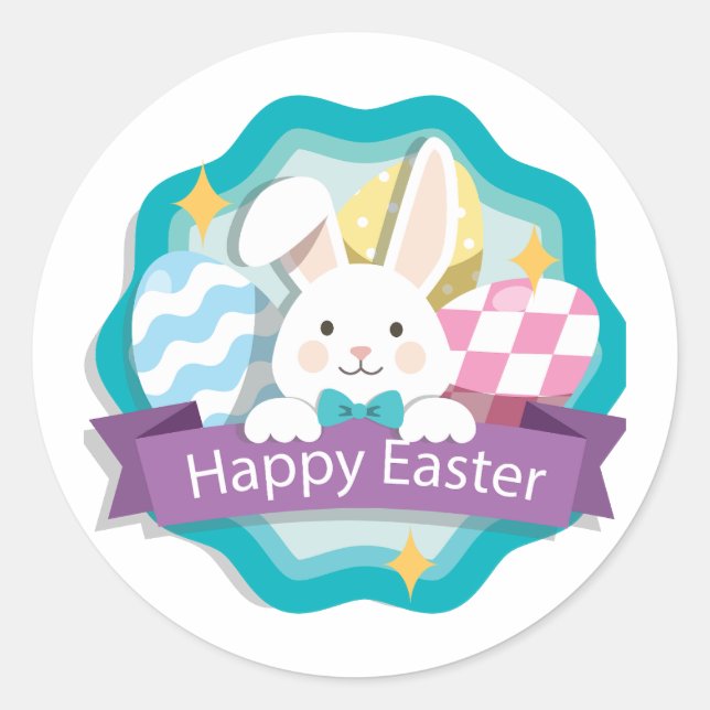 Sticker Rond Joyeux Pâques (Devant)