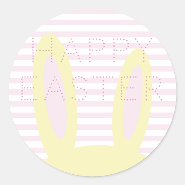 Sticker Rond Joyeux Pâques | Mignonnes oreilles de lapin rose e (Devant)