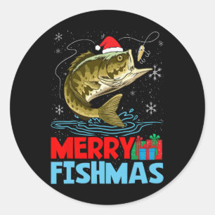 Sticker Rond Joyeux Pêche Noël