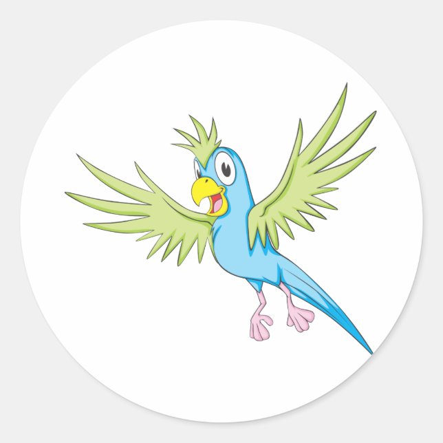 Sticker Rond Joyeux perroquet volant (Devant)