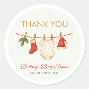 Sticker Rond Joyeux petit Merci de Baby shower
