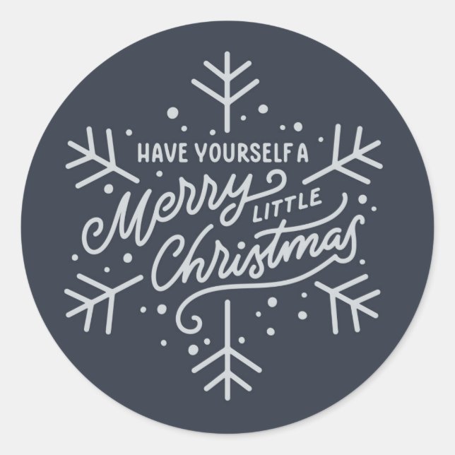 Sticker Rond Joyeux petit Noël - Flocon de neige (Devant)
