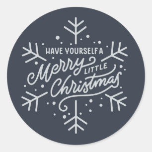 Sticker Rond Joyeux petit Noël - Flocon de neige