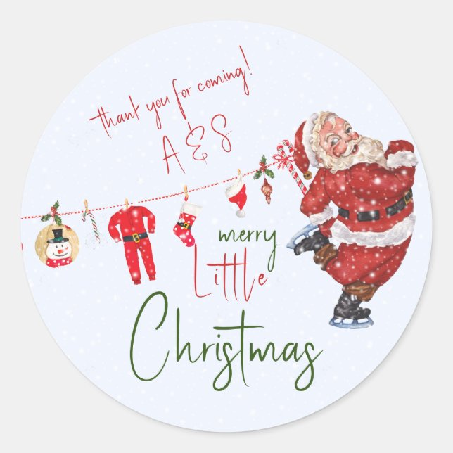 Sticker Rond Joyeux petit Noël garçon fille Baby shower d'hiver (Devant)
