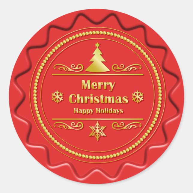 Sticker Rond Joyeux phoque de Noël (Devant)