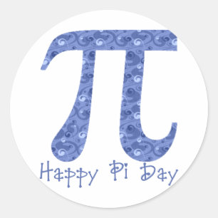Sticker Rond Joyeux Pi Day Blue Swirls 2