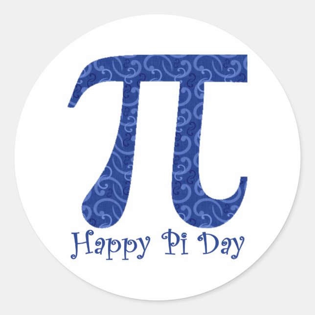 Sticker Rond Joyeux Pi Day Dark Blue Swirls (Devant)