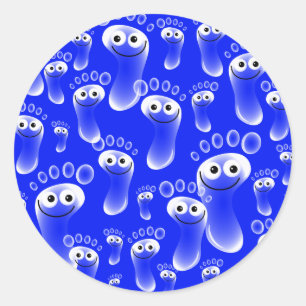 Sticker Rond Joyeux pied bleu