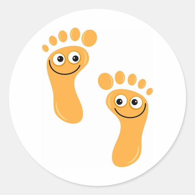 Sticker Rond Joyeux pied orange (Devant)