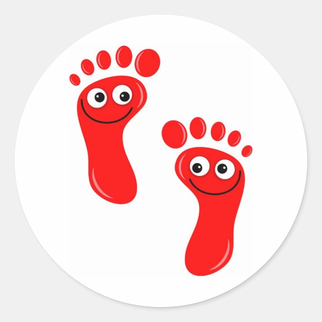 Sticker Rond Joyeux pied rouge (Devant)