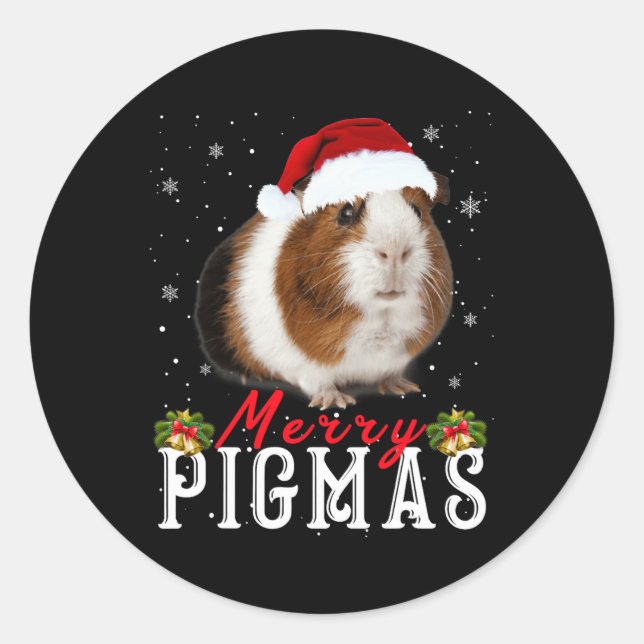 Sticker Rond Joyeux Pigmas Masque Visage Amusant Guinée Pig Noë (Devant)