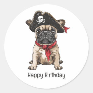 Sticker Rond Joyeux Pirate d'Anniversaire