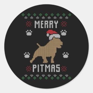 Sticker Rond Joyeux Pitmas Drôle Laide Sweat Pit Bull