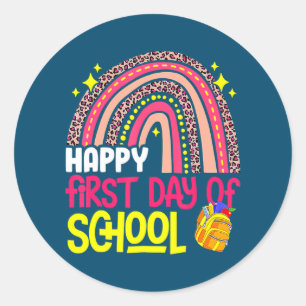 Sticker Rond Joyeux premier jour de l'école 1er jour enseignant