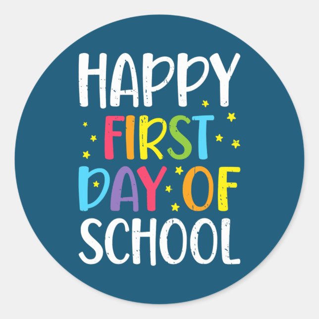 Sticker Rond Joyeux premier jour de l'école enseignant enfants  (Devant)