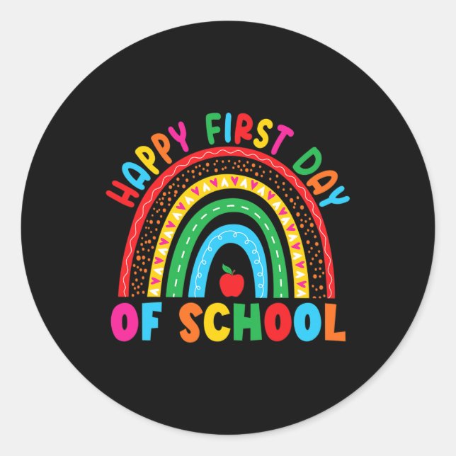 Sticker Rond Joyeux premier jour de l'enseignant de l'école de  (Devant)