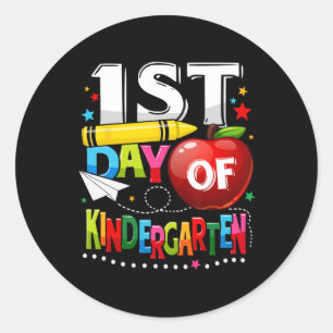 Sticker Rond Joyeux premier jour de maternelle enseignant s'amu
