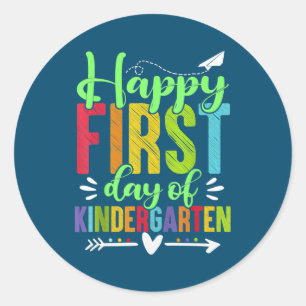 Sticker Rond Joyeux Premier Jour De Maternelle Funny Enseignant