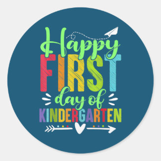 Sticker Rond Joyeux Premier Jour De Maternelle Funny Enseignant