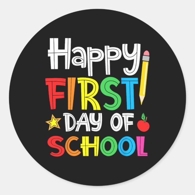 Sticker Rond Joyeux premier jour d'école Bienvenue à l'école (Devant)